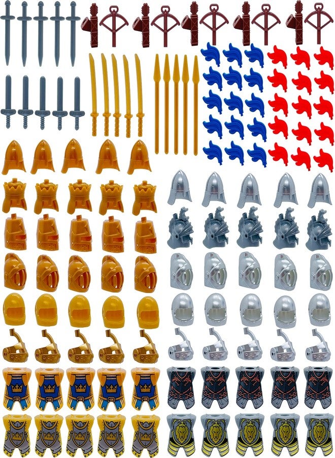 Miutrue Medieval Knight Weapons Pack Accessories Set Building Block Toy Armor Helmet Shield Bow Arrow Designed for Mini Figures Gift for Kids Boys Grils Building Kits Toys - Image 3